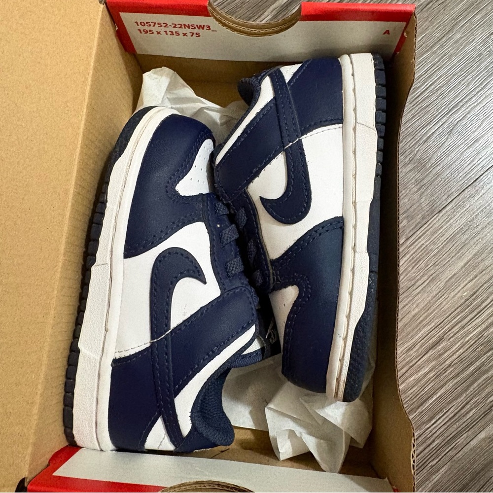 Nike Dunk Low Shoes Toddler Size 7C  Navy Blue White Low Kids Casual